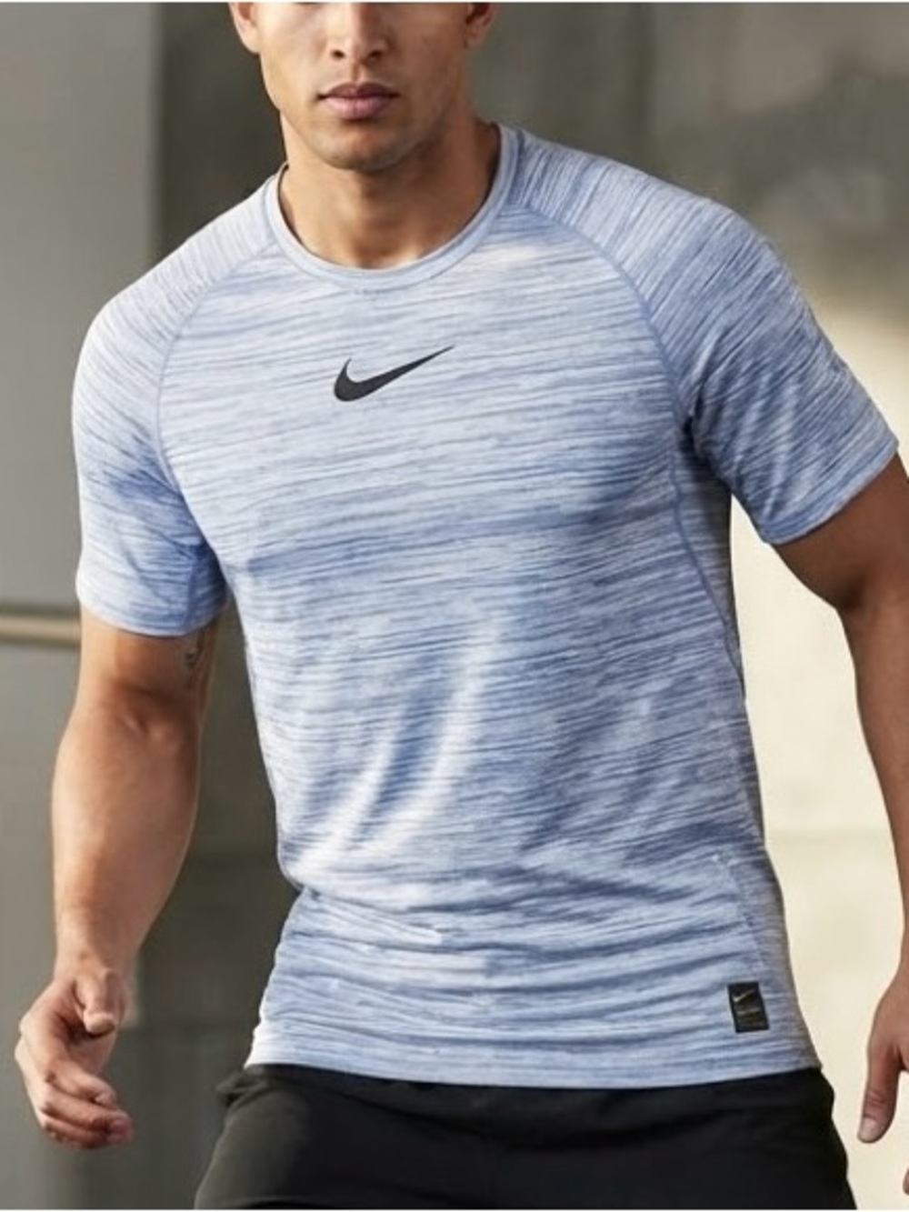Nike Pro Dri-FIT Blue Space Dye Athletic Shirt Size S